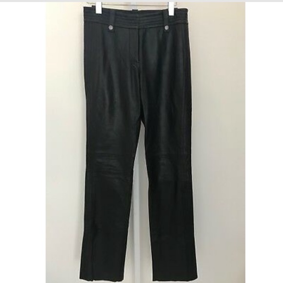 DKNY BLACK LEATHER BIKER STITCHING PANTS SIZE US 6 - Picture 2 of 16